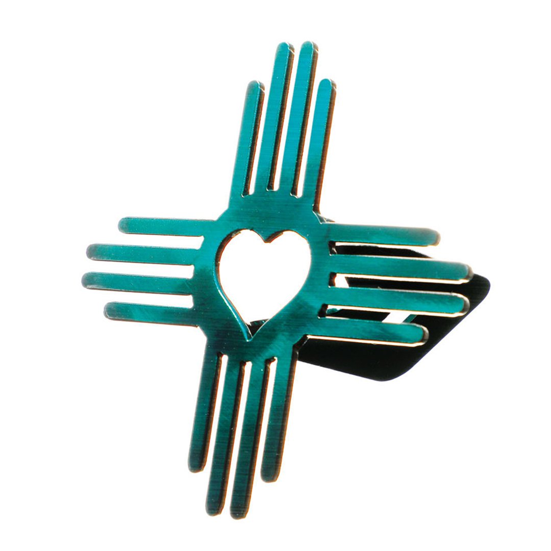 Zia heart hitch cover in Candy Teal - side view
