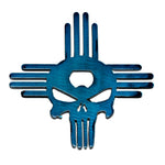 Zia hitch cover with Punisher and embedded bottle opener in Candy Blue